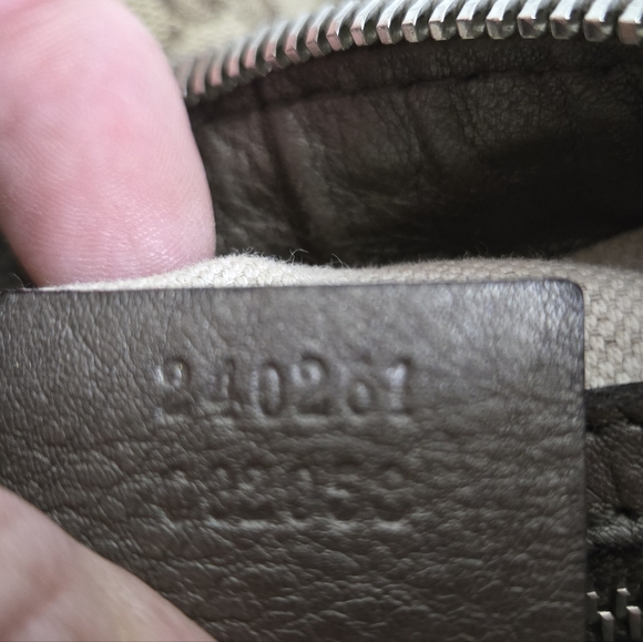 GUC Authentic Gucci GG Beige/ Gray Canvas Techno Horsebit Hobo Handbag - Picture 15 of 16